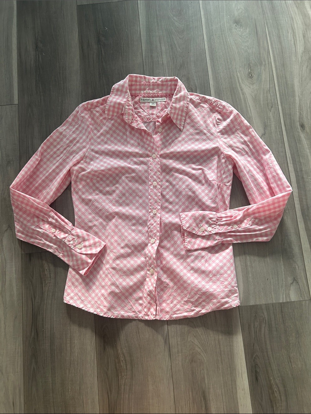Tommy Hilfiger Pink Gingham Button-Down Shirt 100% Cotton Size S